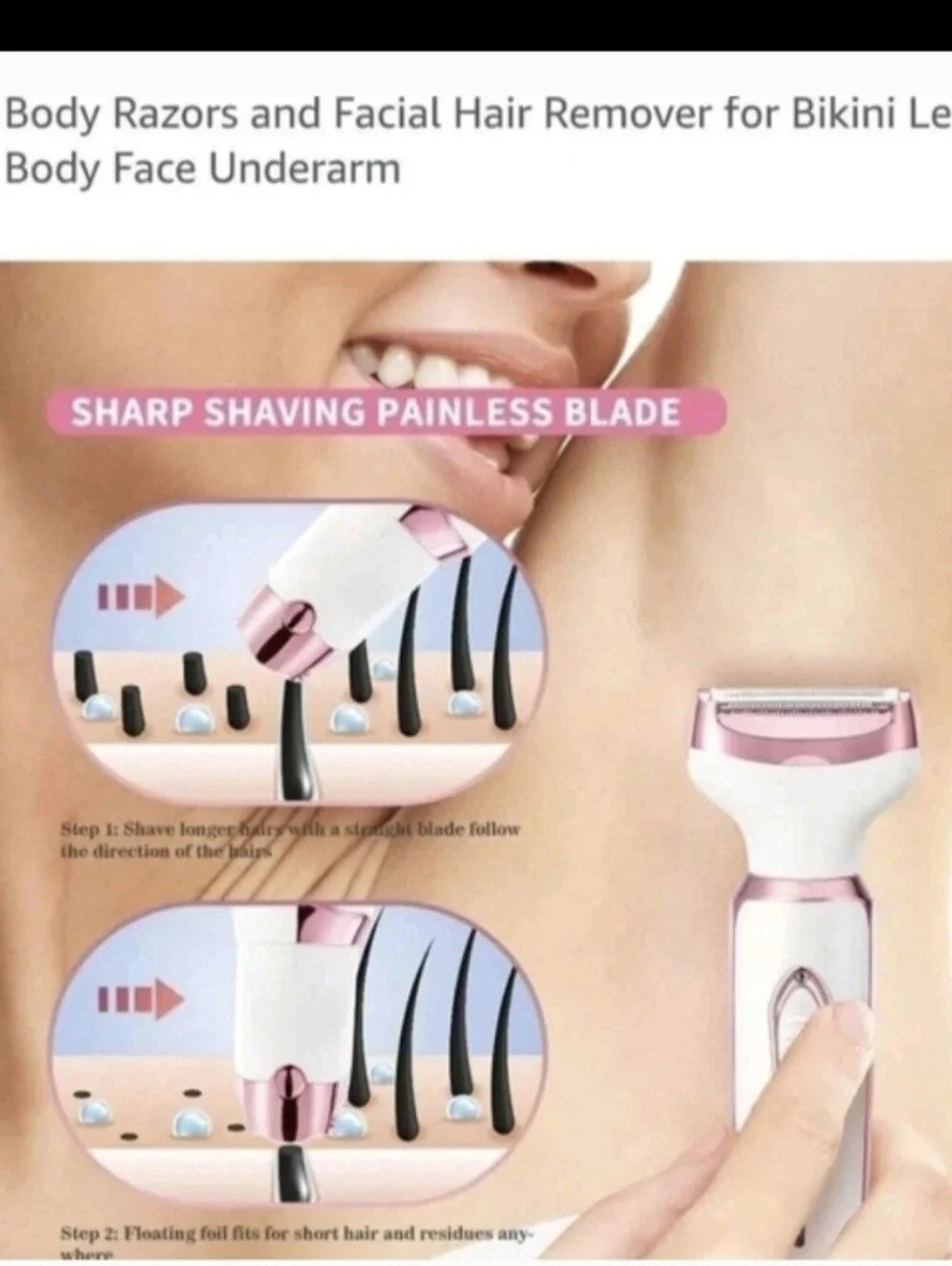 Rechargeable Women's 4-in-1 Facial & Body Hair Remover - White & Pink